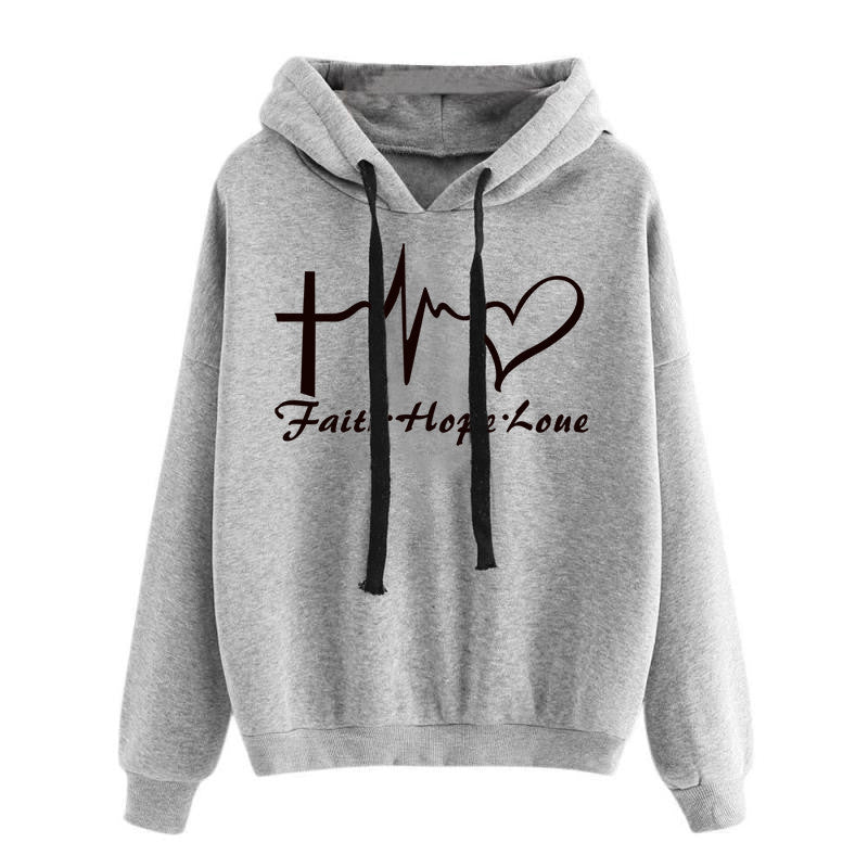 Herzdruck Hoodie Sweatshirt Pullover Tops Damen Langarm Sportkleidung