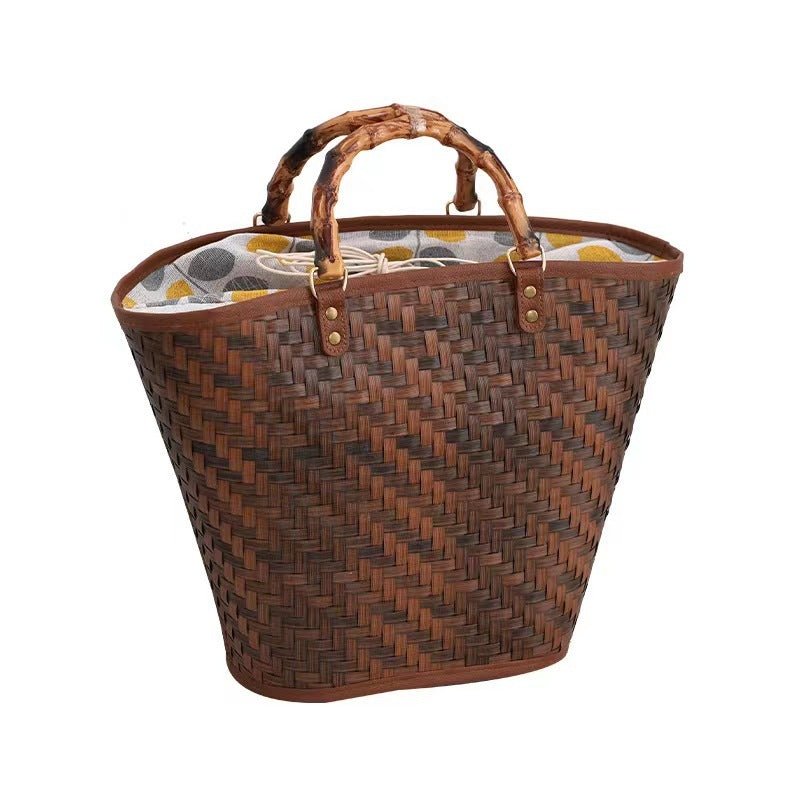 Vintage Hand-woven Acrylic Handle Women's Woven Tote