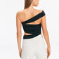 New Sexy Slim Vest Pleated Oblique Shoulder Strap