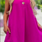 Summer V-neck Sleeveless Dress With Button Decoration Solid Color