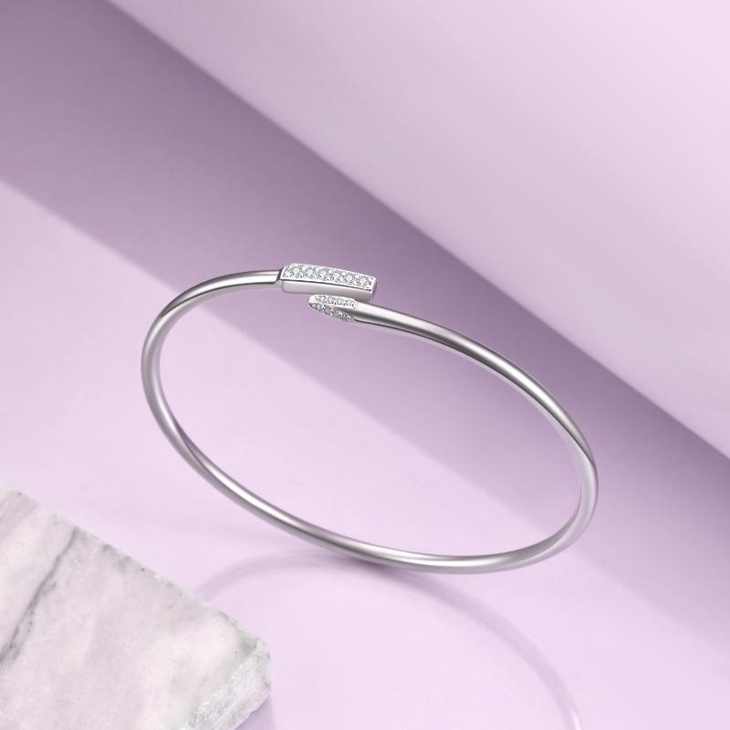 Zierliche offene Manschettenarmbänder aus Sterlingsilber, Schmuckgeschenk für Frauen