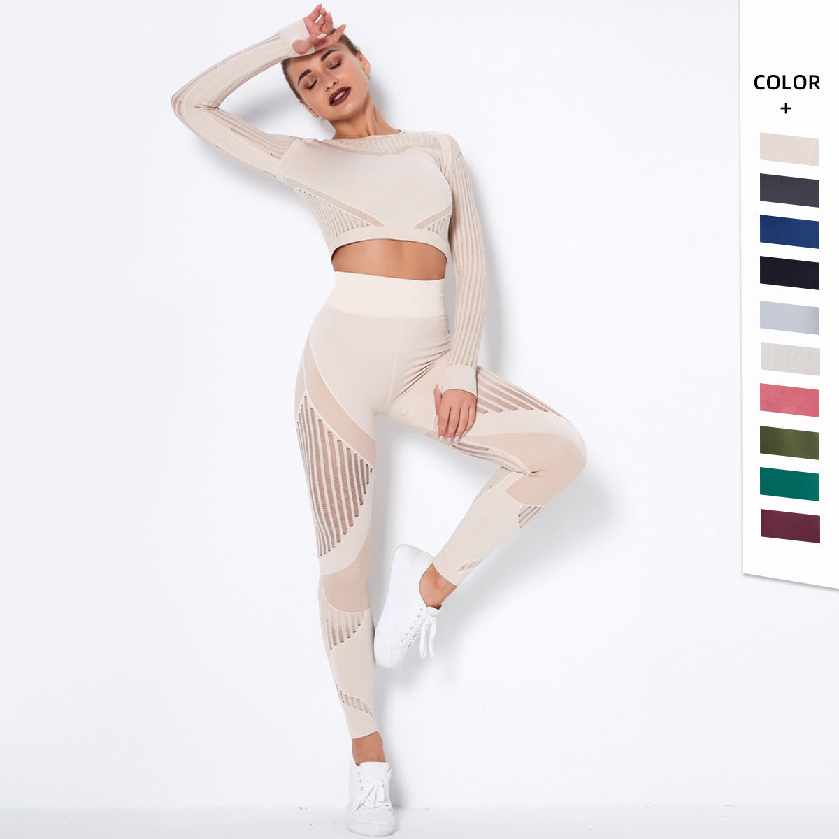 Seamless Knitted Absorbent Yoga Long-Sleeved Suit