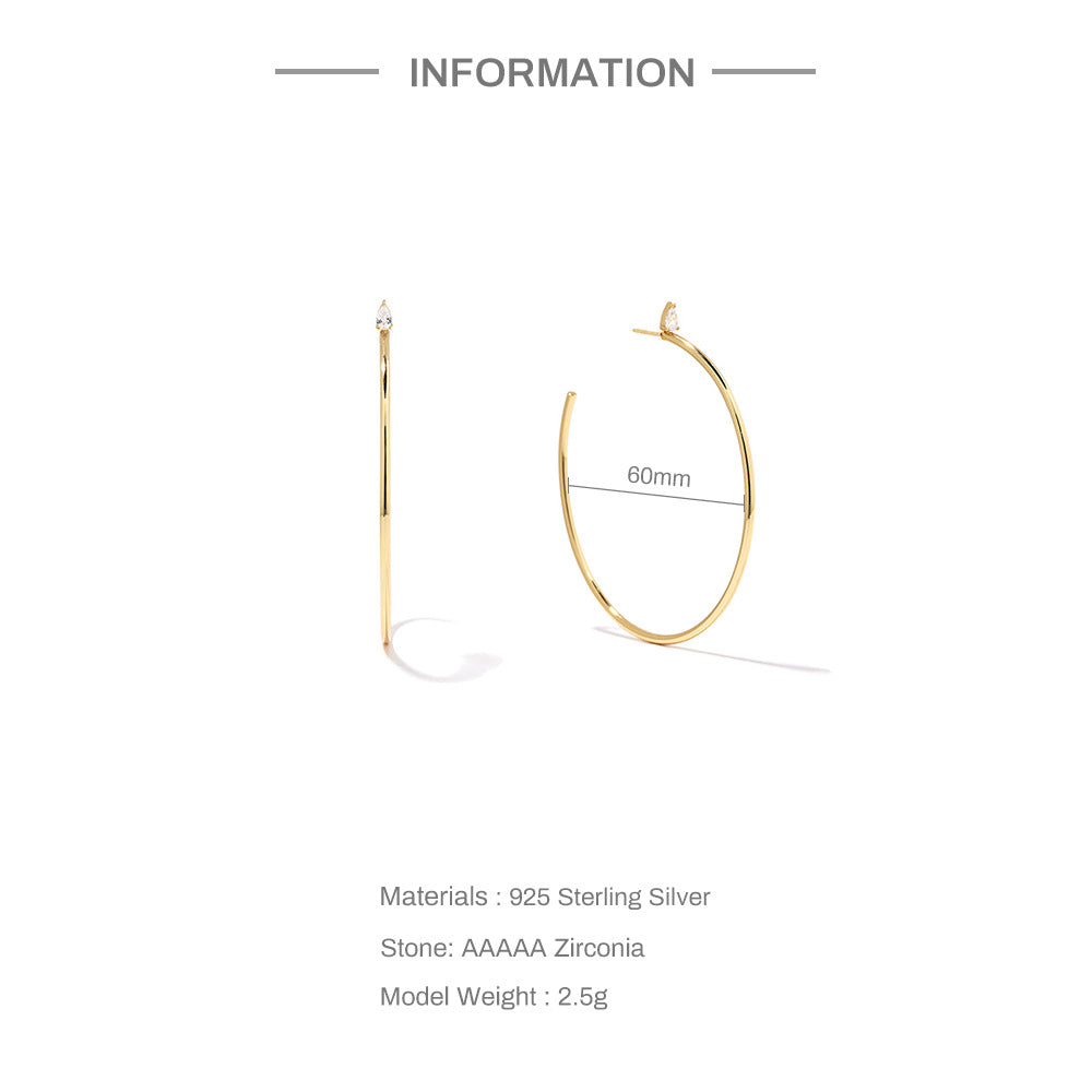 Glossy Ear Ring Special-interest Design C- Shaped Diamond