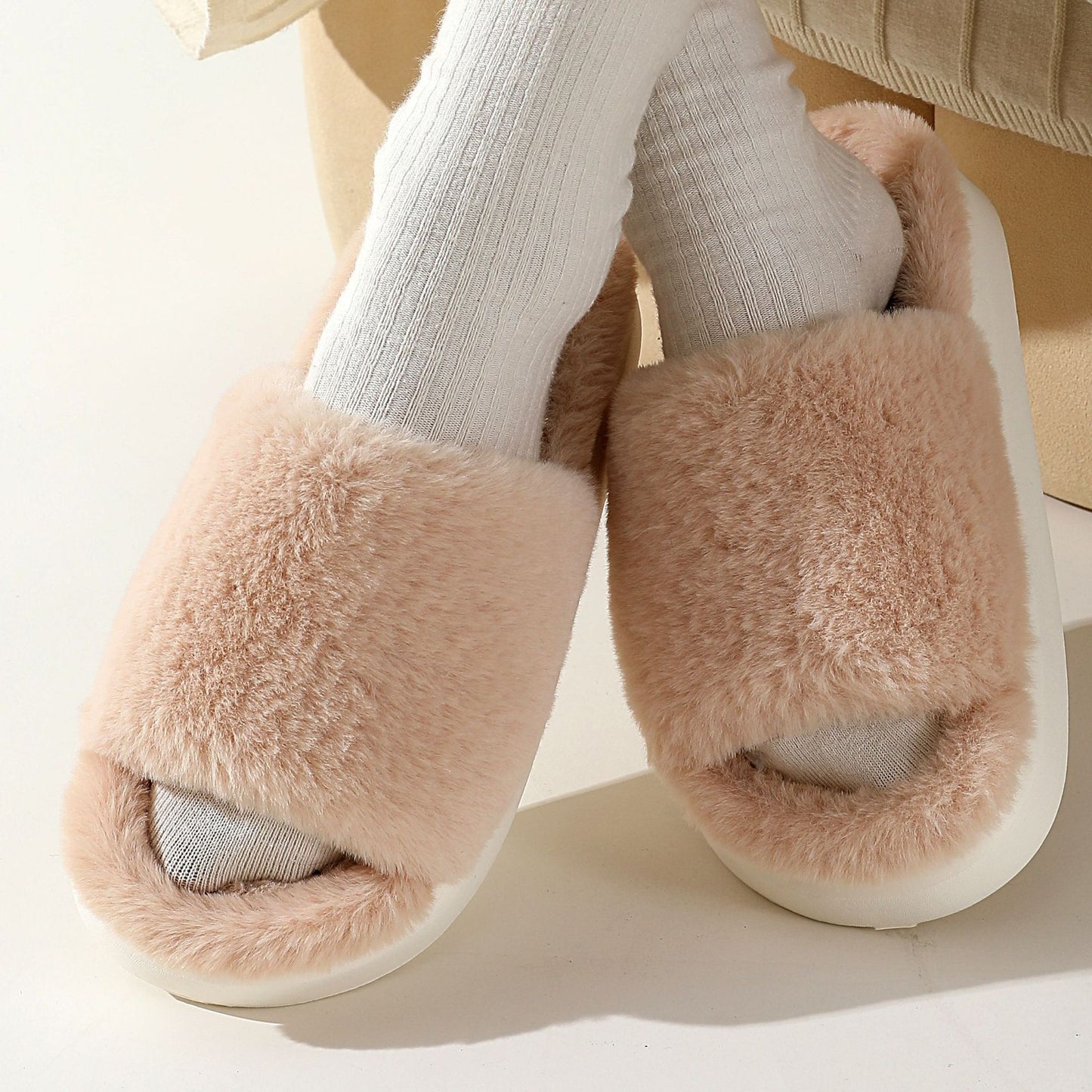 Fairy Style Thick-soled Eva Fluffy Slippers Women's Outer Wear