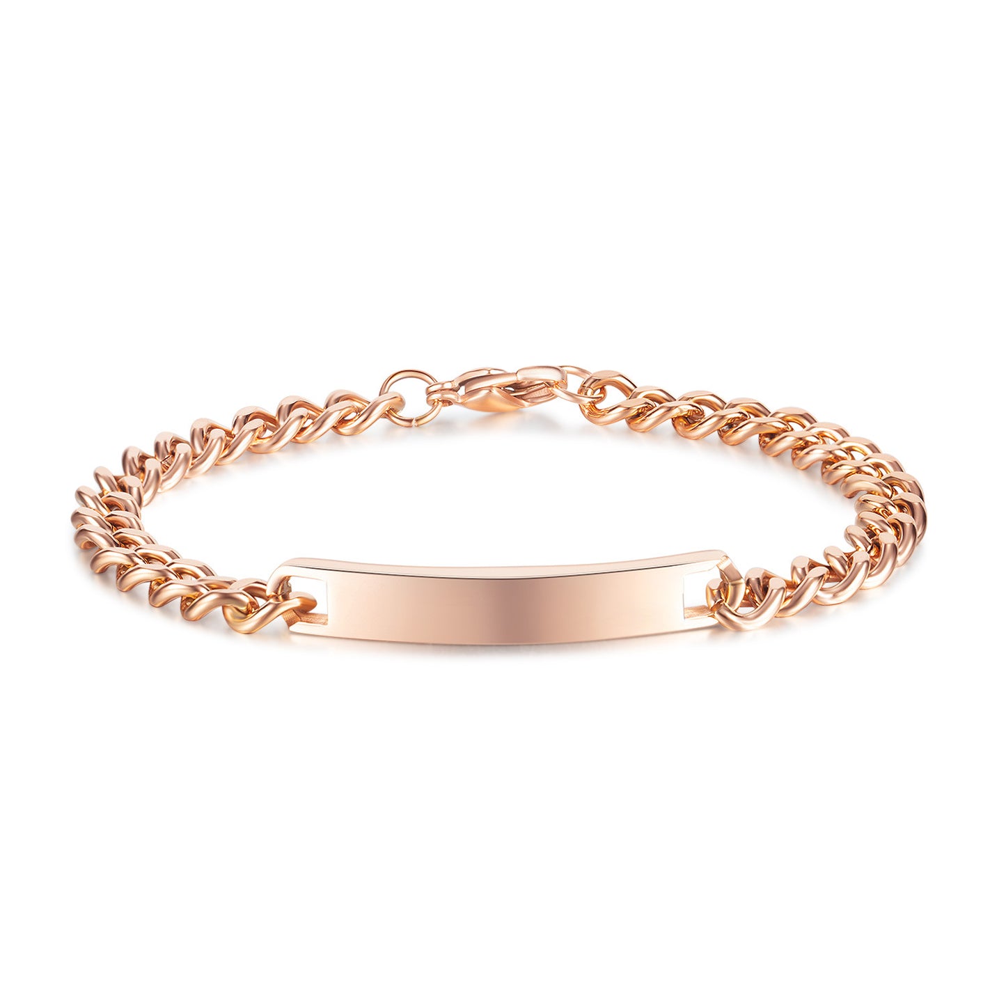 Titanium Steel Curved Plate Rose Gold Plated Men's And Women's Bracelet Bracelet