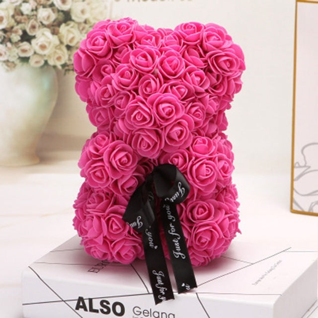 Love Gift Rose Bear Eternal Flower Rose Teddy Bear PE Foam Bear 25cm