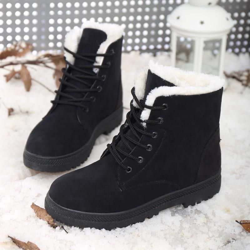 Winter-Schneestiefel mit warmen Plüsch-Stiefeletten für Damenschuhe