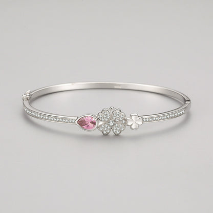 Bracciale in argento sterling S925 con trifoglio femminile stile coreano fresco