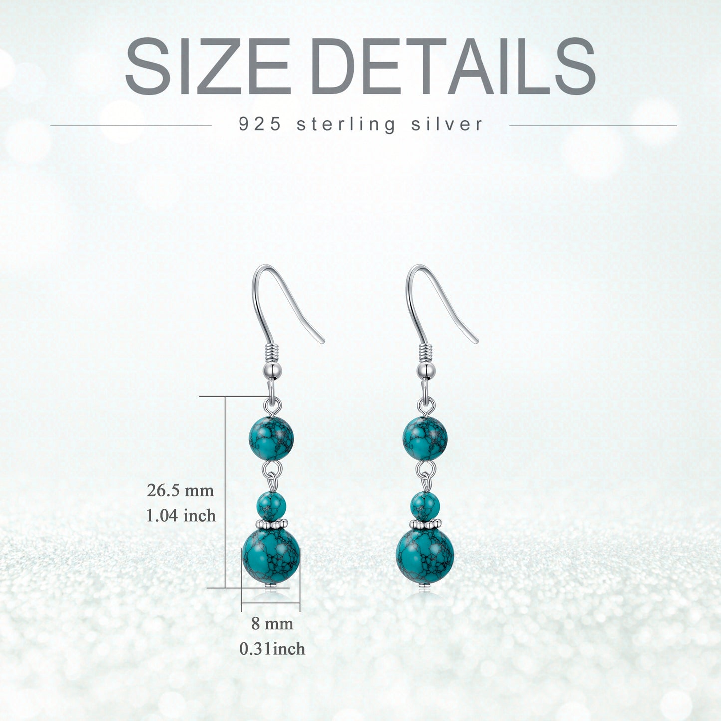 Turquoise Earrings for Women Sterling Silver Hooks Dangle Drop Earrings for Girls Gifts