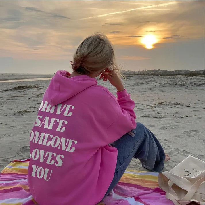 Lässiger lockerer Kapuzenpullover mit Buchstaben-Print für Damen