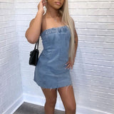 Fashion Backless Tube Denim Summer Dress