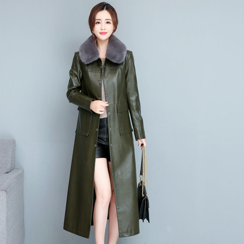 Cappotto trench in pelle sottile moda donna