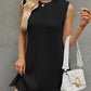 Round Neck Sleeveless Dress Summer Fashion Commuting Solid Color Slit Design