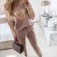 Women's Love Sequined Turtleneck Top And Trousers Casual Suit