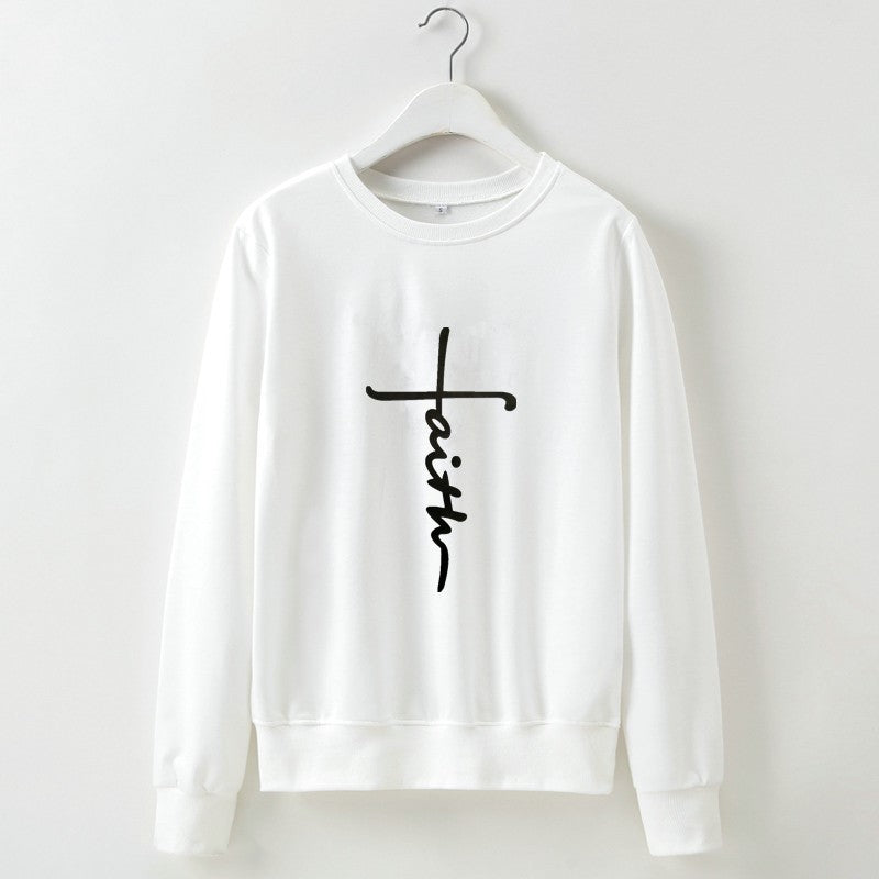 Pullover girocollo a maniche lunghe con stampa di lettere street style