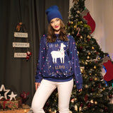 Digital Christmas Alpaca Printed Crew Neck Sweatshirt