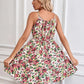 Floral Print Suspender Dress With Elastic Waist Design