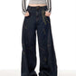 Women's Retro Patchwork Machete Wide Leg Denim Overalls