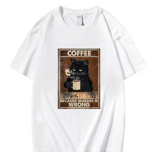 Trendy Kurzarm-T-Shirt mit Aufdruck „Same Cat“ im Poster-Stil, lässige T-Shirts, Kleidung