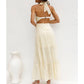 Organza Halter Open-Back Long Dress