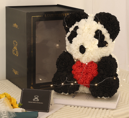 Love Gift Rose Bear Eternal Flower Rose Teddy Bear PE Foam Bear 25cm