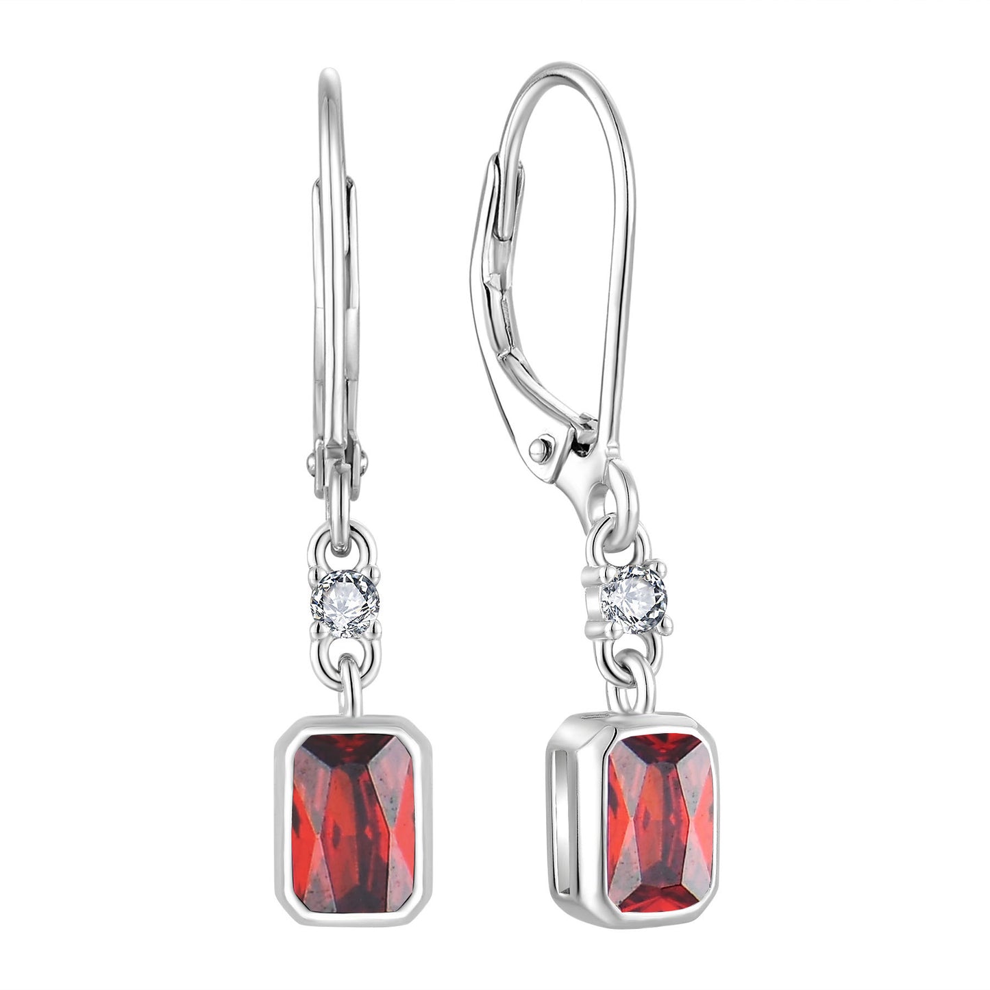 Rectangular Zircon Earrings Ear Hook S925 Silver