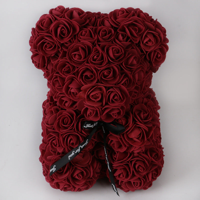 Love Gift Rose Bear Eternal Flower Rose Teddy Bear PE Foam Bear 25cm