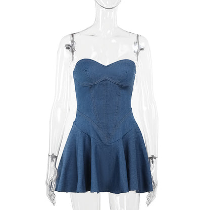 Fashion Tube Top Denim Dress