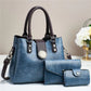 Women's Fashion Simple Large Capacity Shoulder Messenger Handbag Three-piece Set