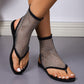 Fashion Rhinestone Mesh Thongs Sandals Summer Flat Shoes