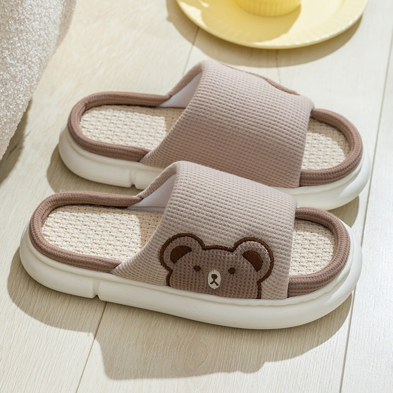 Cute Rabbit Slippers Linen House Shoes