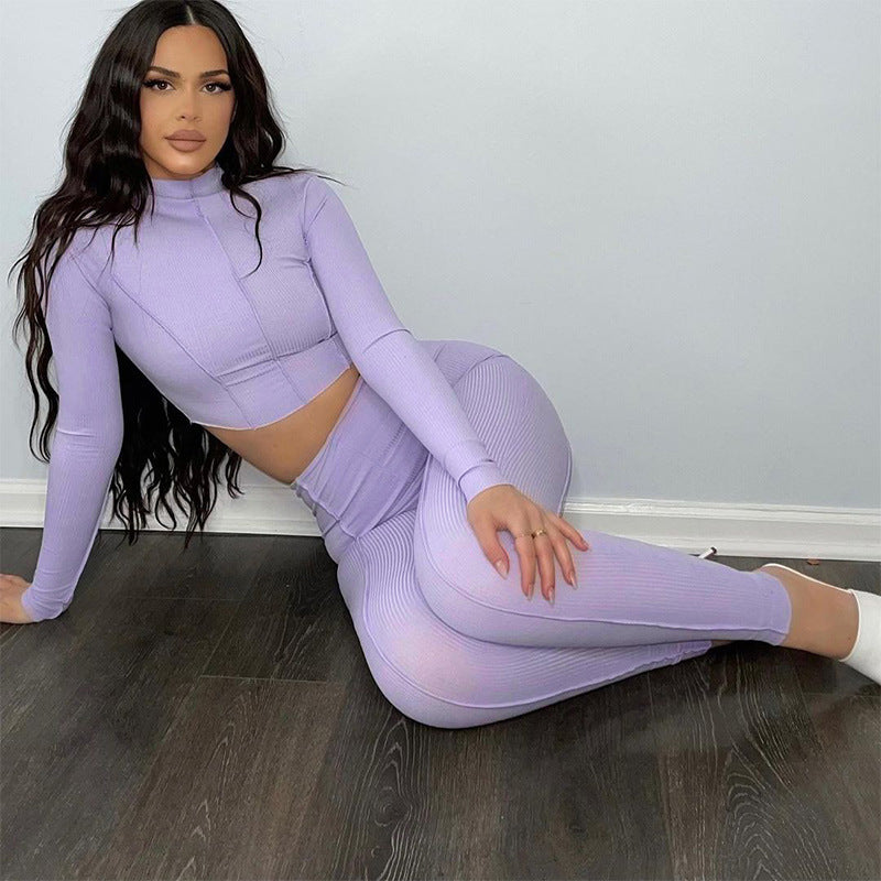 Reverse Wear Design Sense High Waist Slim Breathable Leisure Sports Suit