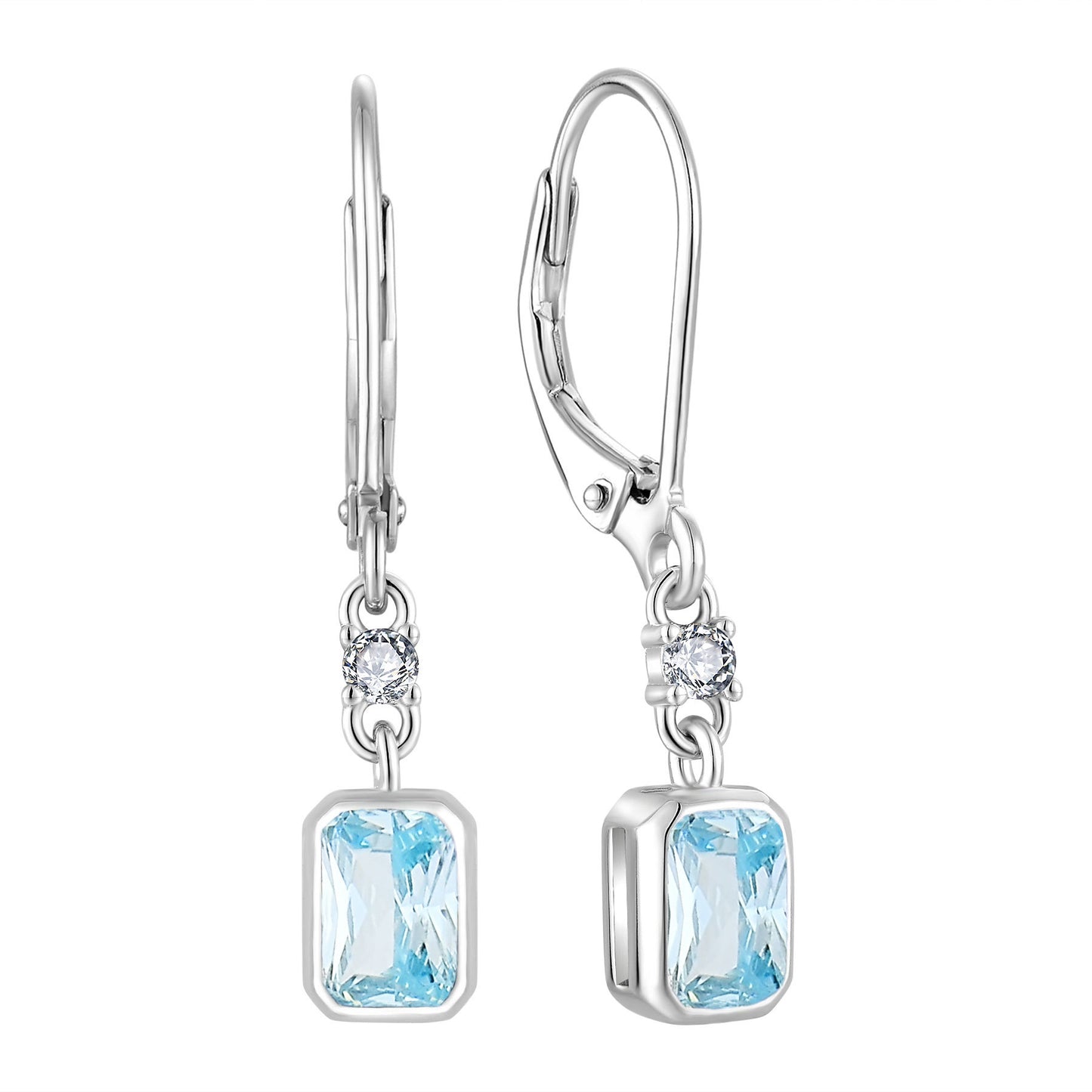 Rectangular Zircon Earrings Ear Hook S925 Silver