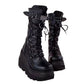 Lace-Up Combat Boots Black Bucke Chunky Boots For Women Winter Shoes