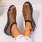 Fashion Mesh Flat Sandals With Colorful Rhinestone Design