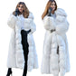 Cappotto di pelliccia lungo bianco stile lungo da donna