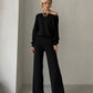 Temperament Commute Casual Slimming New Two-way Slant Shoulder Knitted Two-piece Suit