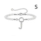 2024 New Fashion Toggle Clasp Initial Bracelet Women A-Z Letter Pendant 6mm Pearl Bracelet For Women Jewelry Gift