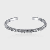 S925 Sterling Silber Vintage Stil Geschnitztes Tang Gras Thai Silber Armband