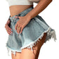 High Waist Loose-fitting Tassel Denim Shorts For Women