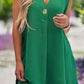 Summer V-neck Sleeveless Dress With Button Decoration Solid Color