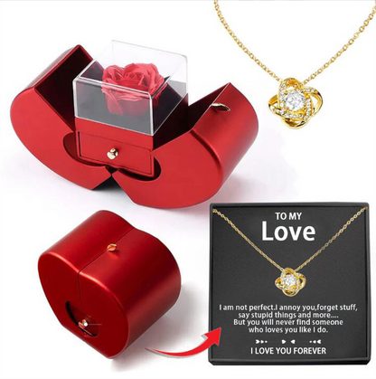 Fashion Jewelry Box Red Apple Necklace Eternal Rose For Girl