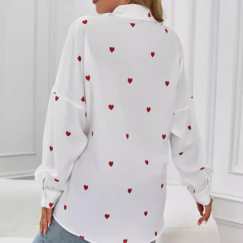 Outside Women's Casual Printed Love Loose Shirt