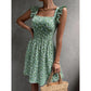 Summer Square-neck Ruffled Sleeveless Dress With Bow-tie Backless