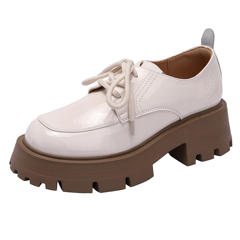 British Style Lace Up Small Leather Shoes