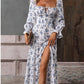 Flowers Printing Long Sleeve Dress