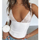 V-neck Camisole Lace Vest With Back Zipper Design Summer Slim Sleeveless Tops