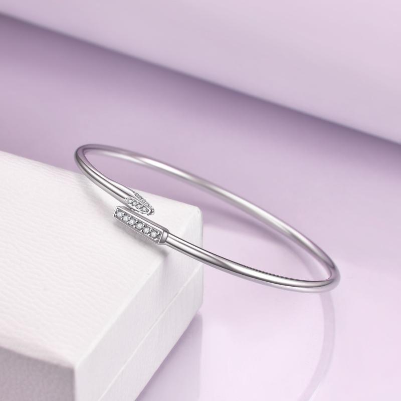 Zierliche offene Manschettenarmbänder aus Sterlingsilber, Schmuckgeschenk für Frauen