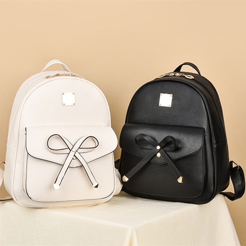 Women's Fashion Simple Large Capacity Korean Style Bow Backpack