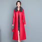 Ladies Fashion Thin Leather Trench Coat Coat